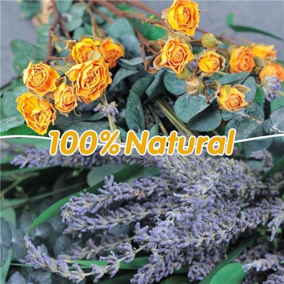 123 Pcs Mixed Real Dried Eucalyptus Stems - Lavender & Rose Flowers Bundles - Picture 2 of 6